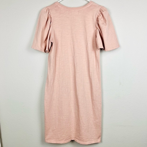 Nation LTD Mallory Pink Flutter Sleeve V-Neck Cotton Shift T-Shirt Dress - Picture 6 of 6